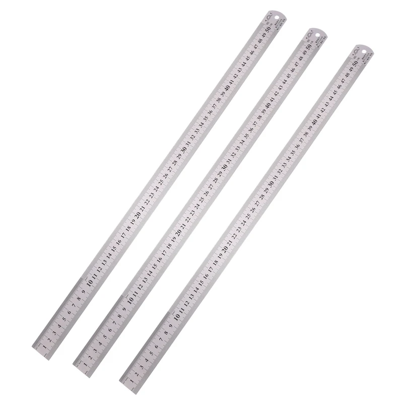 

3X Groove Right Stainless Steel Metric Ruler 50 Cm Stainless Metric Ruler