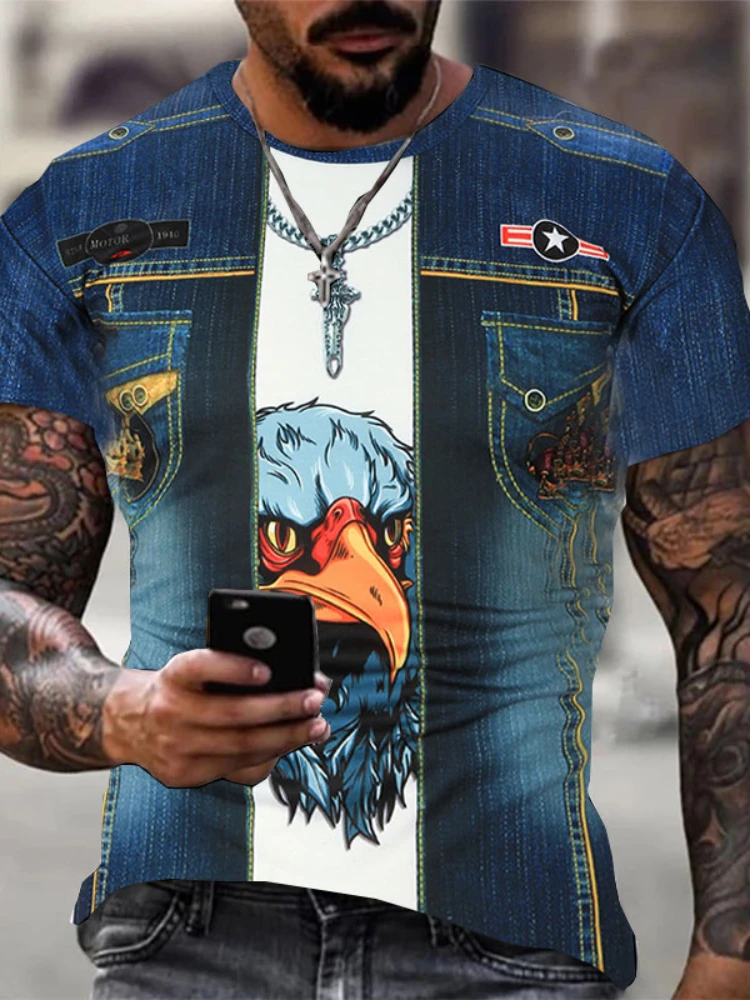 Забавная винтажная фальшивая куртка футболка с 3D американским западным