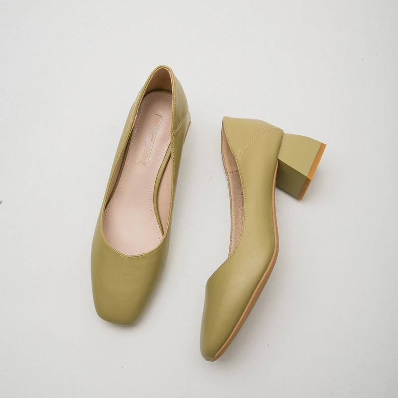 

Square Toe Thick Heel Women Shoes Elegant All Match Work Zapatos Mujer Fashion Casual High Heels Autumn 2023 New Tacones