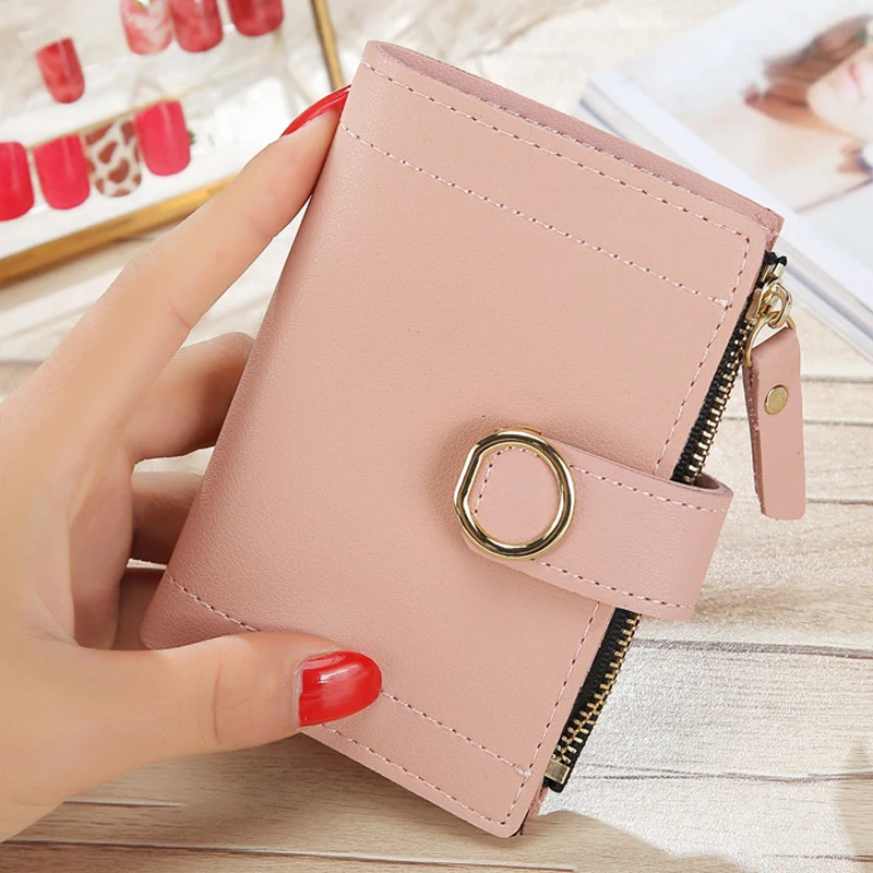

Candy Color Fashion Women Coin Purse Leather Solid Color Vintage Short Wallet Hasp Ladies Girls Card Holder Clutch Bag