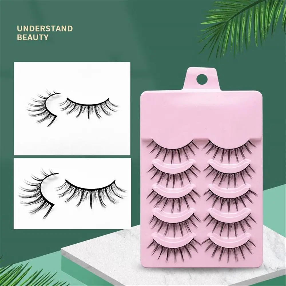 

5 Pairs Japanese Cosplay 3D False Eyelashes Little Dramatic Long Wispies Handmade Cruelty-free Lashes Resuable Makeup Tools