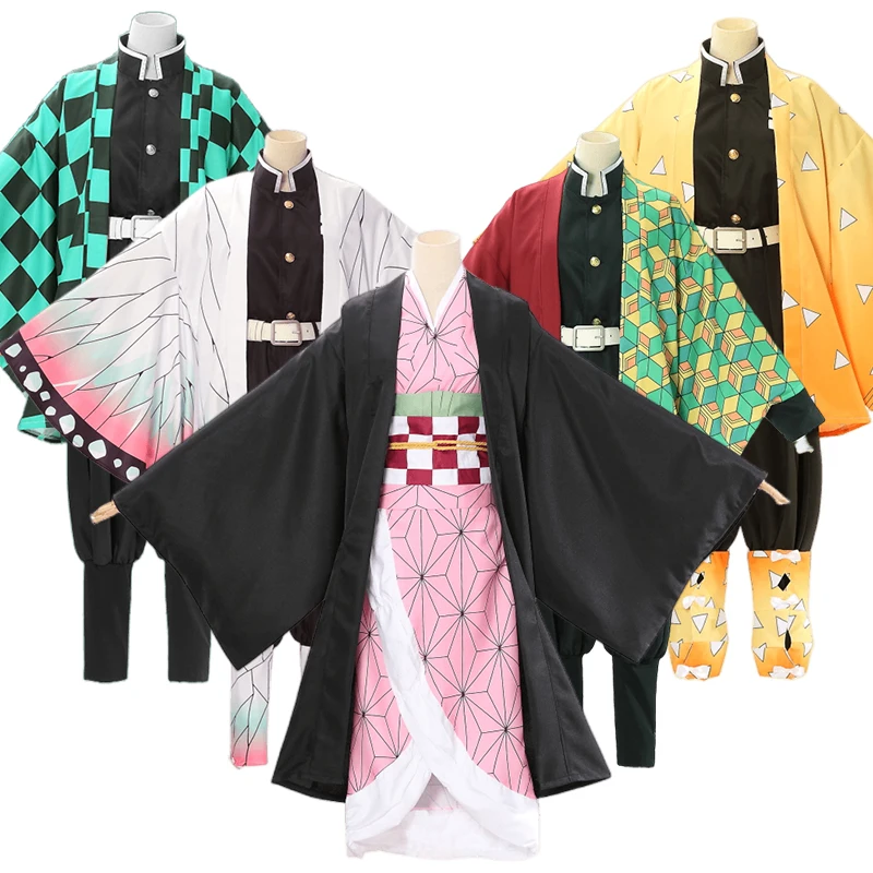 Kids Demon Slayer Cosplay Nezuko Agatsuma Zenitsu Kochou Shinobu Cosplay Costume Kimono Suit Kimetsu No Yaiba Halloween Clothing