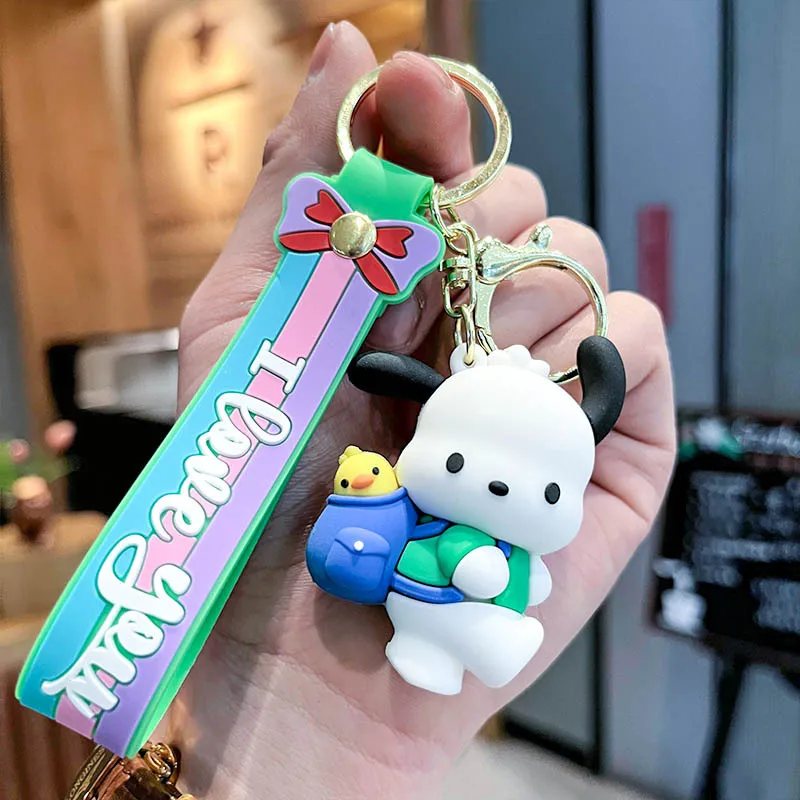 Kawaii милый рюкзак Sanrio Pochacco 3D кукла автомобильный брелок кулон женская сумка