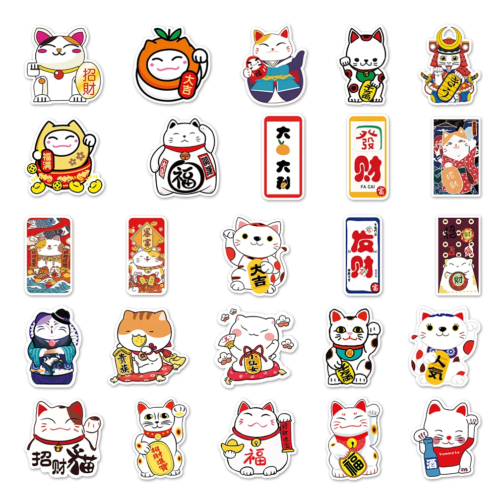 103050 шт. Kawaii Maneki Neko Luck мультяшный кот наклейки граффити чехол для ноутбука и телефона автомобиль водостойкая милая наклейка детские игрушки (art.: 3920cfb428fa3) - 3920cfb428fa3