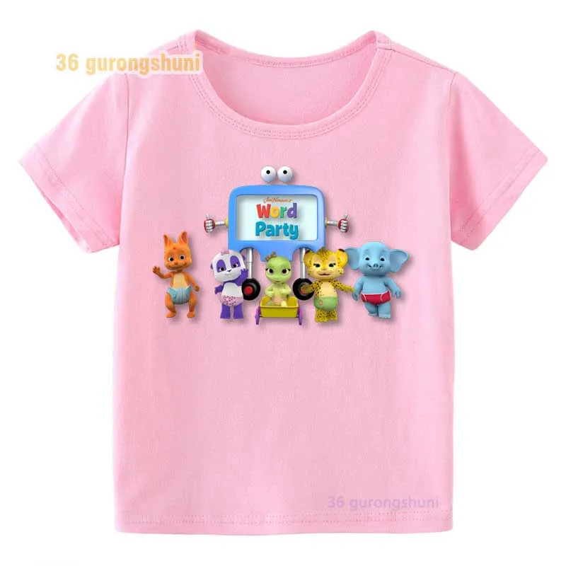 Мультяшная футболка для девочек розовые футболки летняя Праздничная детская