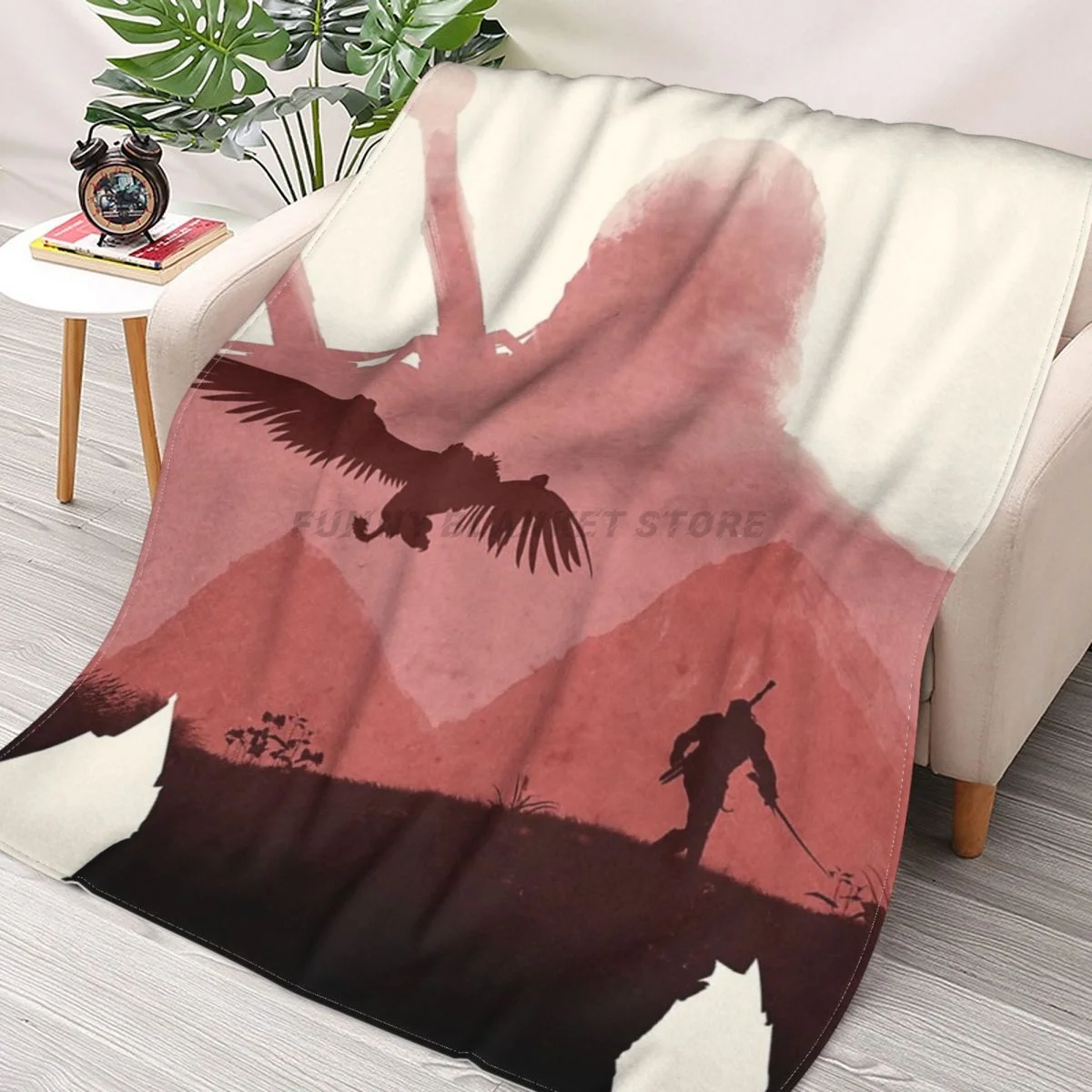 

Hunt (No Text) Throws Blankets Collage Flannel Ultra-Soft Warm picnic blanket bedspread on the bed