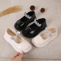 girls shallow mary janes spring hot square toe soft black britain children fashion performance with butterfly shoes for party
