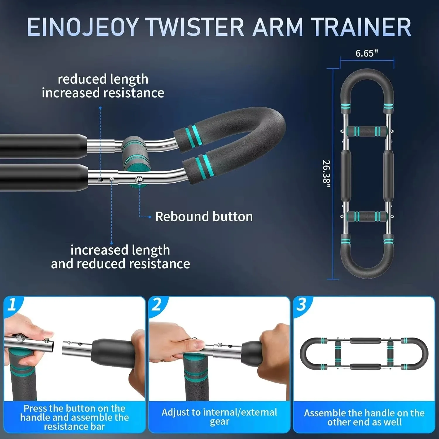 Фото Тренажер для рук Twister Arm Trainer, регулируемое сопротивление (60-140 фунтов), оборудование для тренировки грудных мышц, тренажер для развития силы предплечий, для тренировки pectoralis и spinalis. №2