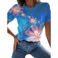 3d printed t shirt women orchid and tulip fashion trend comfortable o neck shirt summer street style soft lightweight t shirt