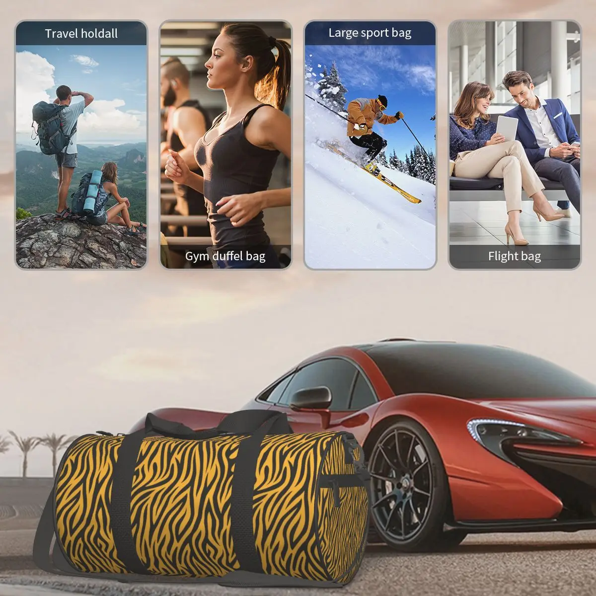Спортивные сумки с тигровым принтом золотые полоски и обувь спортивная сумка