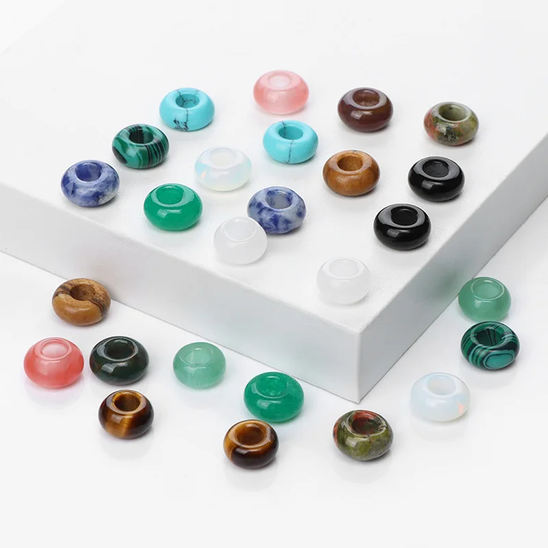 Модные бусины в форме Абака с большими отверстиями из натурального камня Гладкие