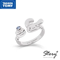 takara tomy hello kitty diamond lightweight ladies open ring girls adjustable s925 sterling silver lightweight hand jewelry
