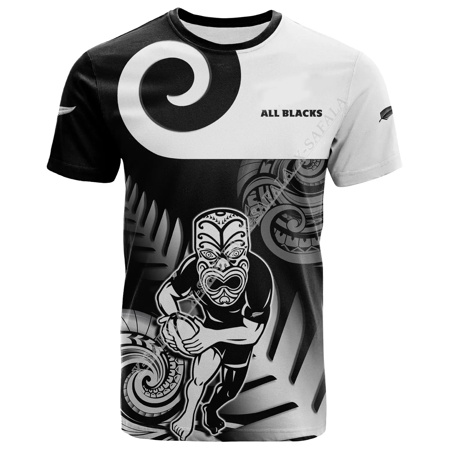 

Summer Fashion New Zealand Rugby All Black Sport 3D Printed Men's T-shirt Loose Crew Neck Casual Top Short Sleeves