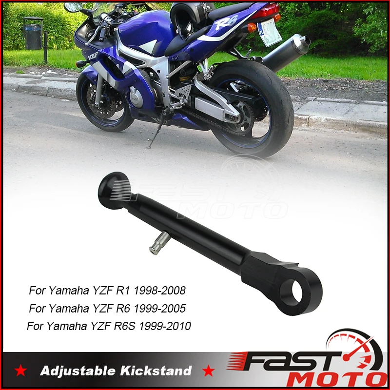 

Motorcycle Adjustable Kickstand Side Stand For YAMAHA YZF R1 R6 R6S YZF-R6 1999-2005 YZF-R6S 99-10 YZF-R1 98-08 5SL-27311-00-00