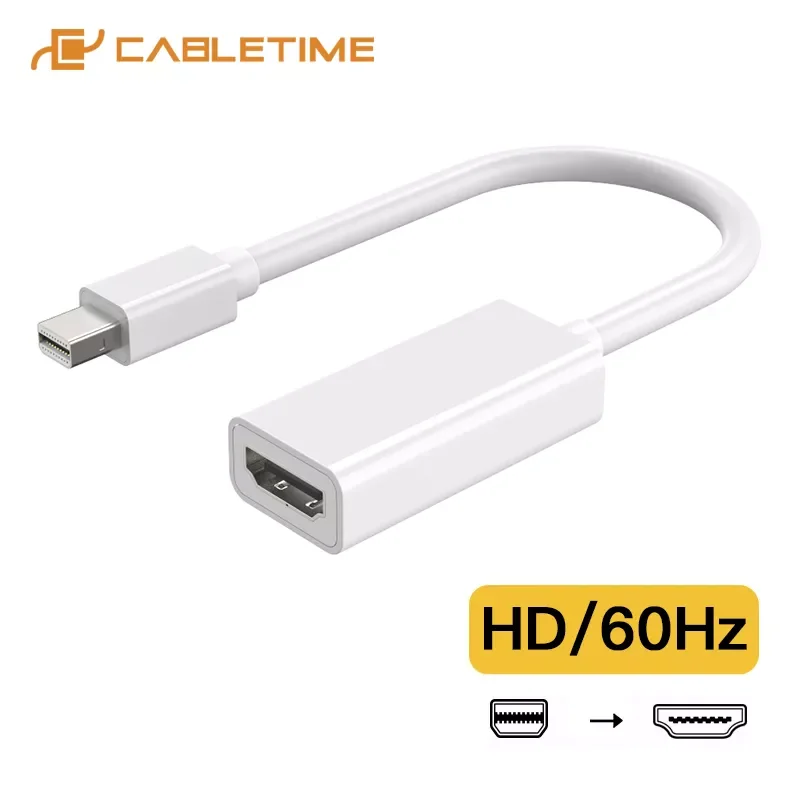

CABLETIME Mini DisplayPort to HDMI Adapter Mini DP to HDMI M/F Converter 1080P 30hz for MacBook Pro Air iMac projector C206