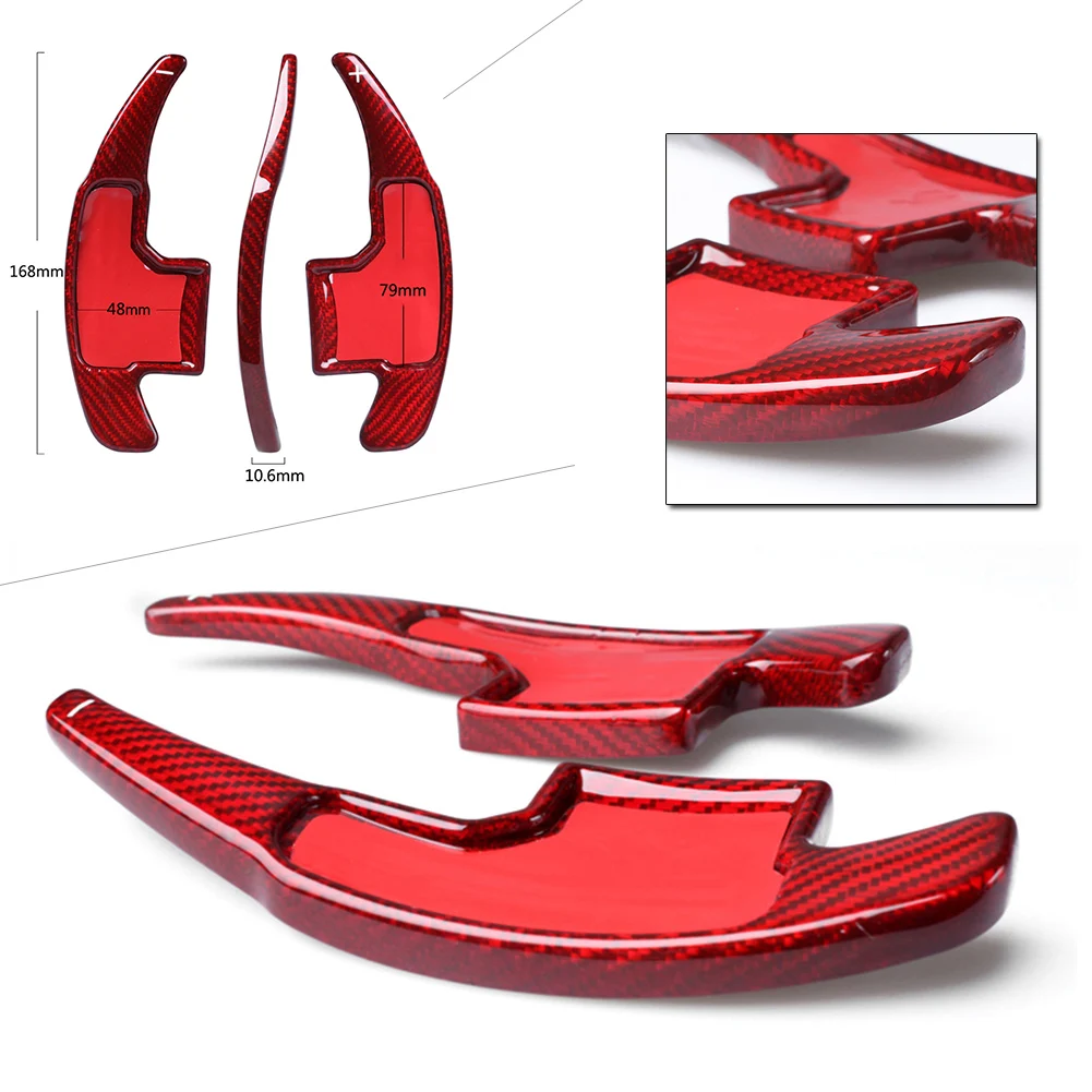 

Car Steering Wheel Paddle Shift Extension Shifer 1Pair For Ford Mustang 2015 2016 2017 Red Carbon Fiber Car Accessories Parts