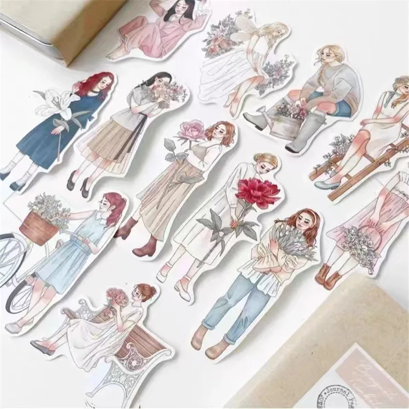 

2022 Lovely Bouquets Trinkets Girl Sticker Set for Card Making Planner DIY Scrapbooking Plan Decorative Stickers