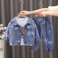 baby boys denim clothing sets spring autumn 0 1 2 years old toddler coats t shirt pants 3pcs tracksuits for newborn infant suit