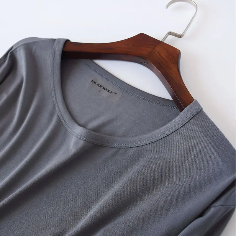 modal ice silk spring summer pajamas for men thin loose long sleeve sleep tops men sleepwear casual home wear plus size