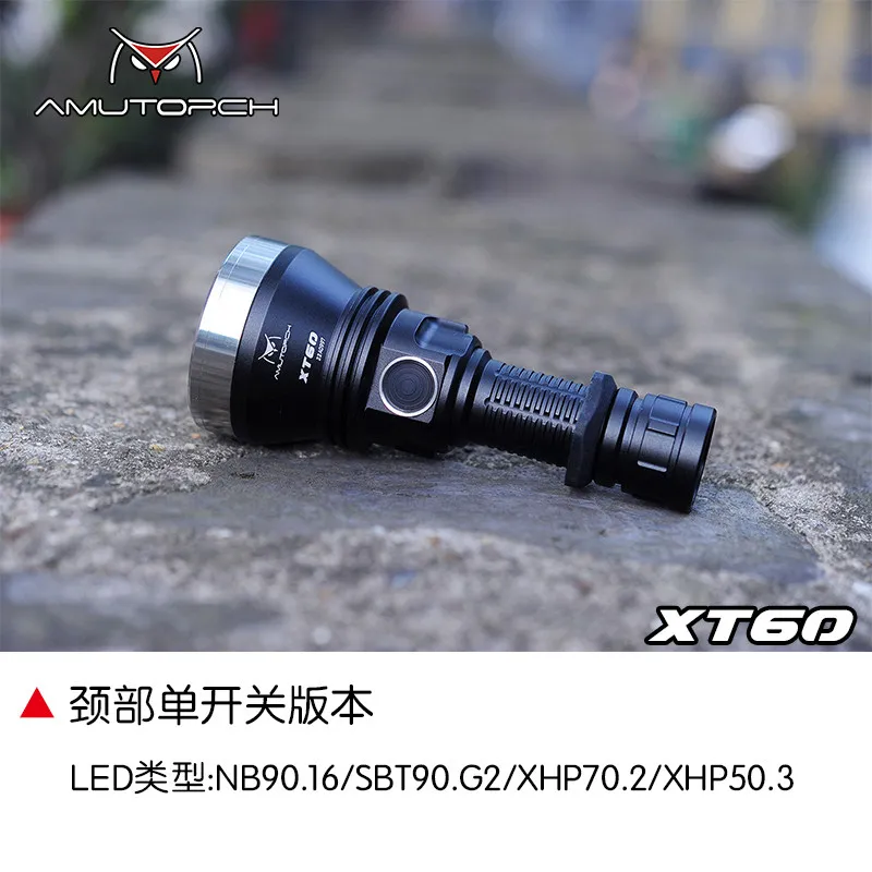 Фото Фонарь Amutorch XT60 SBT90 с дальнобойным светом, мощный светодиодный фонарь XHP70, водонепроницаемый, с прямой зарядкой №4