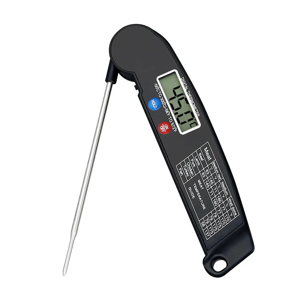 Foldable Food Thermometer LED Screen Display Backlight Kitchen Cooking Digital Food Temperature Gauge Meter Probe