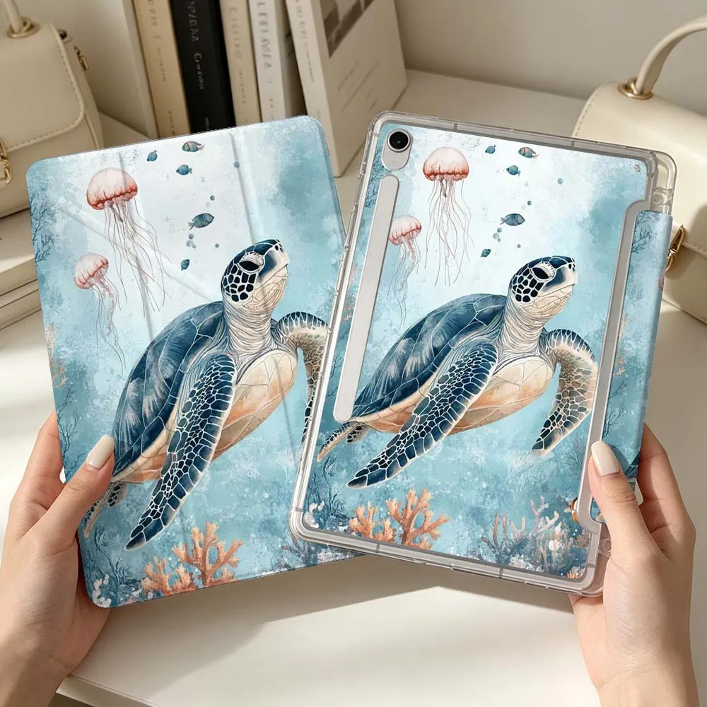 Фото Мягкий чехол с рисунком морской черепахи для Samsung Galaxy Tab S6 S7 S8 S9 S10 A8 A9 A11 Lite FE Plus 3Y, чехол для планшета №1