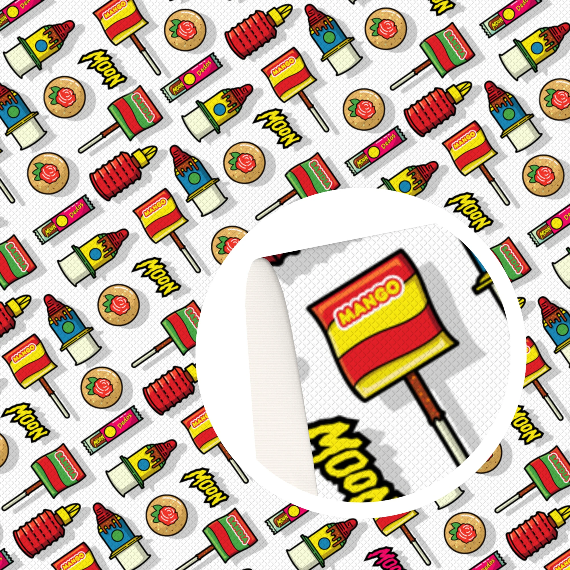 Карамельный шоколадный леденец на ткани полиэстер-хлопок с принтом для пэчворка, шитья, квилтинга и рукоделия "DIY 1Yc24449".