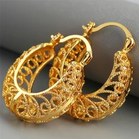 vintage ladies geometric hoop earrings with brilliant hollow for women wedding party exaggerated jewelry gifts