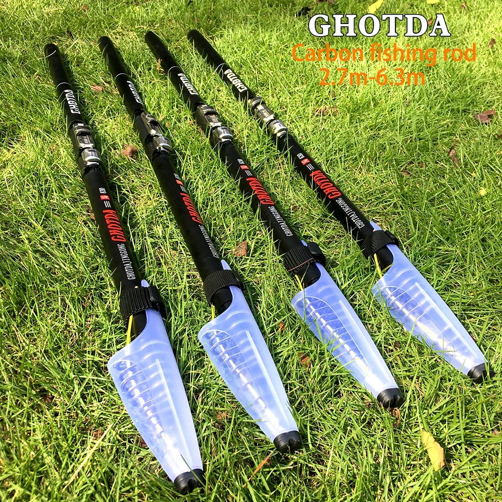 

GHOTDA Carp Fishing Rod Carbon Fiber Telescopic Fishing Rod Fishing Pole 2.7M/3.6M/4.5M/5.4M/6.3M Portable Freshwater Pole