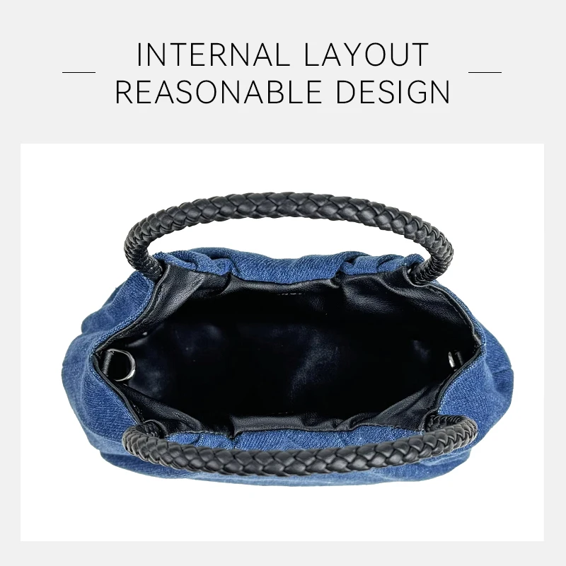 Женская джинсовая сумка из натуральной кожи с ручками