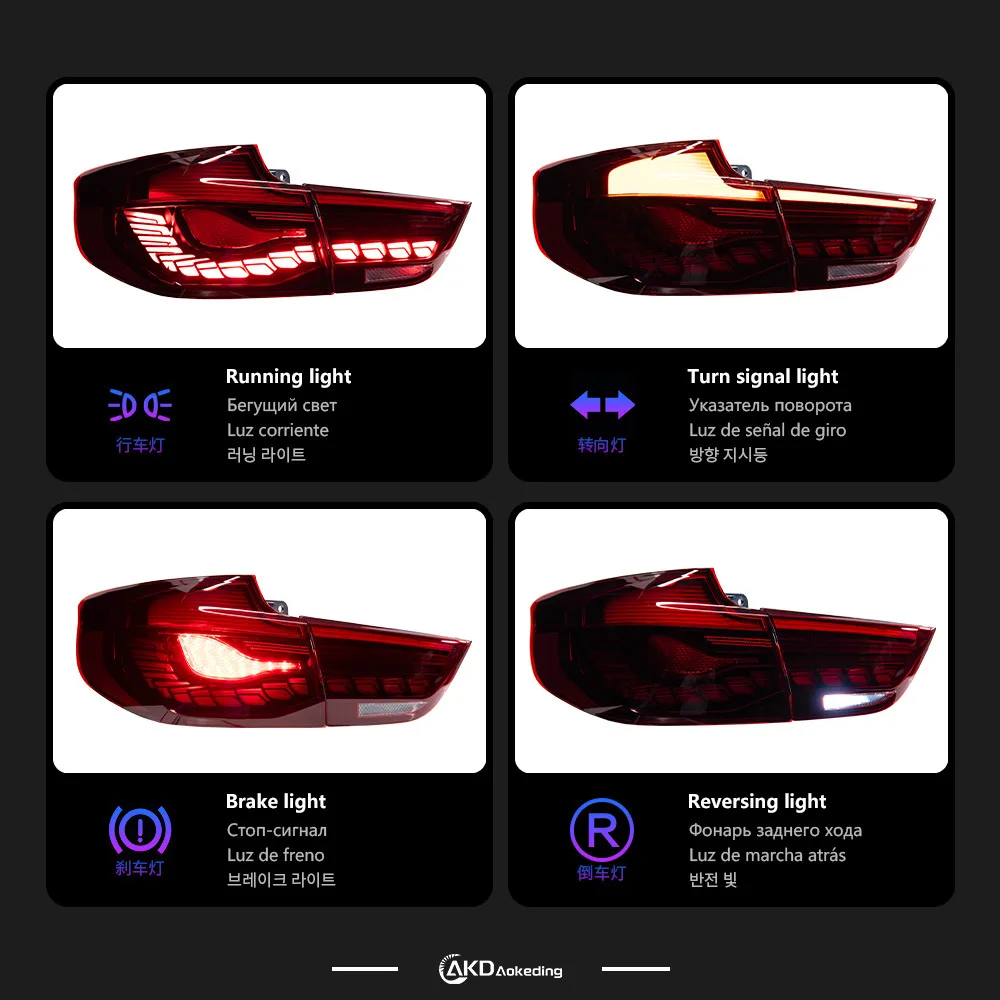 Фото Подходит для BMW 3 серии GT, комплект задних фонарей F34, модифицированные светодиодные фонари с эффектом «драконьей чешуи», динамические указатели поворота с эффектом «бегущей воды». №4