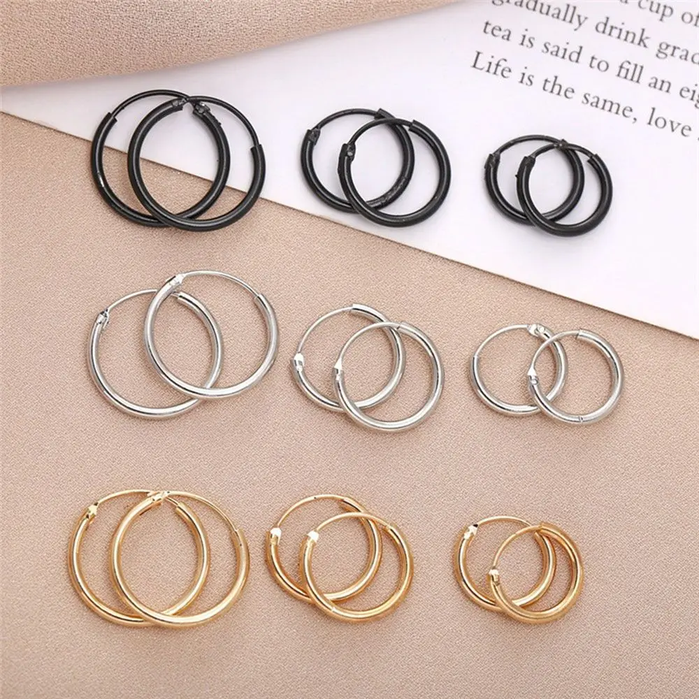 

Small Circle Hoop Earrings Silver Color Gold Punk Ear Rings Women Men Goth Stud Earrings Hip Hop Jewelry Cartilage Piercing Loop