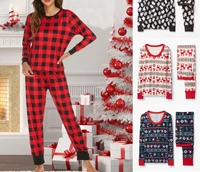 2022 new casual living suit pajamas for men and women christmas elk long sleeved trousers suit
