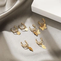 european and american new creative five pointed star alloy earrings gold eye earrings set 3 piece set