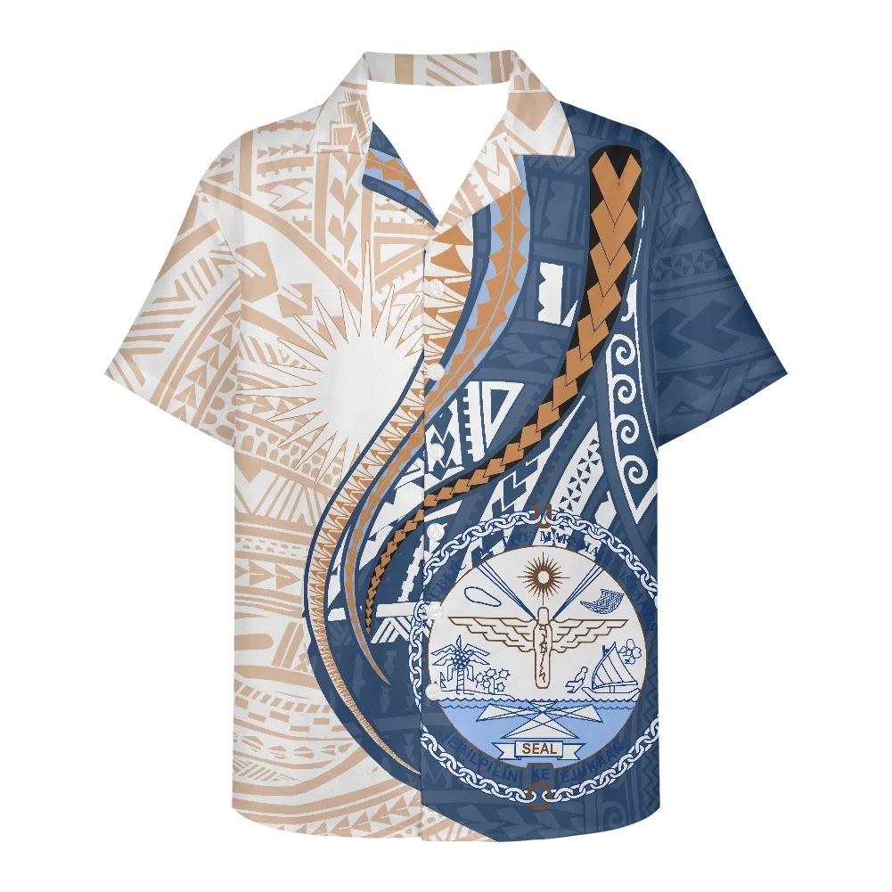 

Polynesian Traditional Tribal Elements Print 2022 Summer Spring And Summer New Men's Shirts Clothes Short-Sleeved Men's Shirts