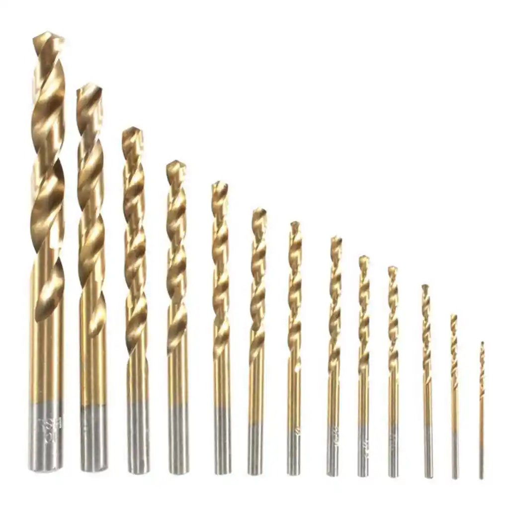 

50PCS High Speed Steel Titanium Coated Twist Drill Bit Set Wood Drilling Hole Straight Handle Woodworking Tool Twist Drill Bit