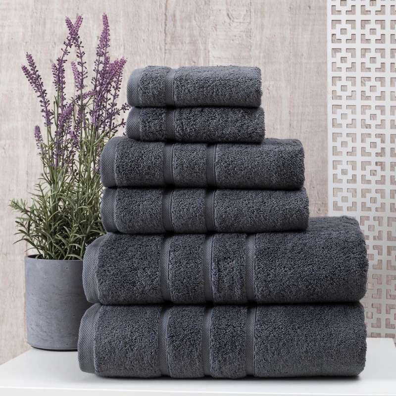 

Bath Towel Set of 6 - Cotton Hotel Bathroom Towels, Dark Grey