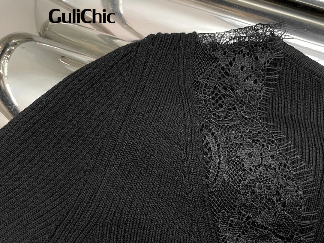 11 5 GuliChic женский вязаный пуловер из смесовой шерсти элегантный тонкий кружевной