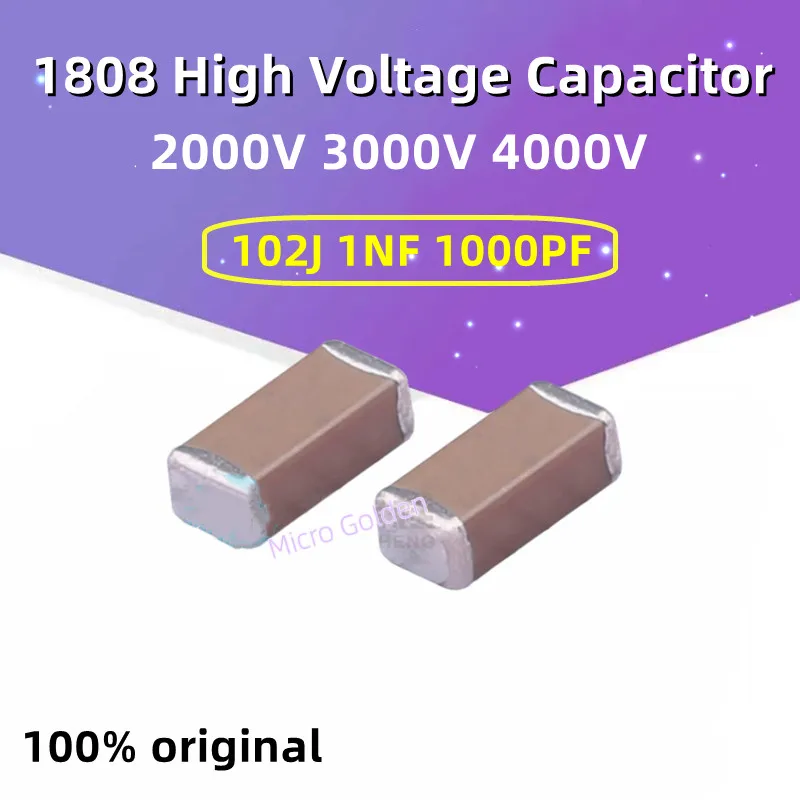 Фото (10 шт.) 1808 SMD керамический конденсатор 1 нФ 102K 0,001 мкФ 2000 ПФ 2 кВ/3 кВ/4 кВ 3000 В/4000 в/10% в X7R 4520 1808 высоковольтный конденсатор №1