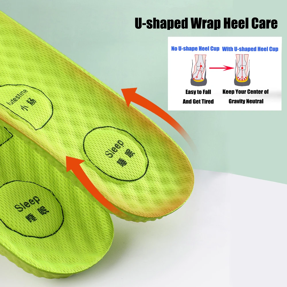 Wormwood Sports Insoles for Men Women Foot Acupressure Massage Shoe Pads Soft Insert Sweat-absorbing Deodorant Running Insoles