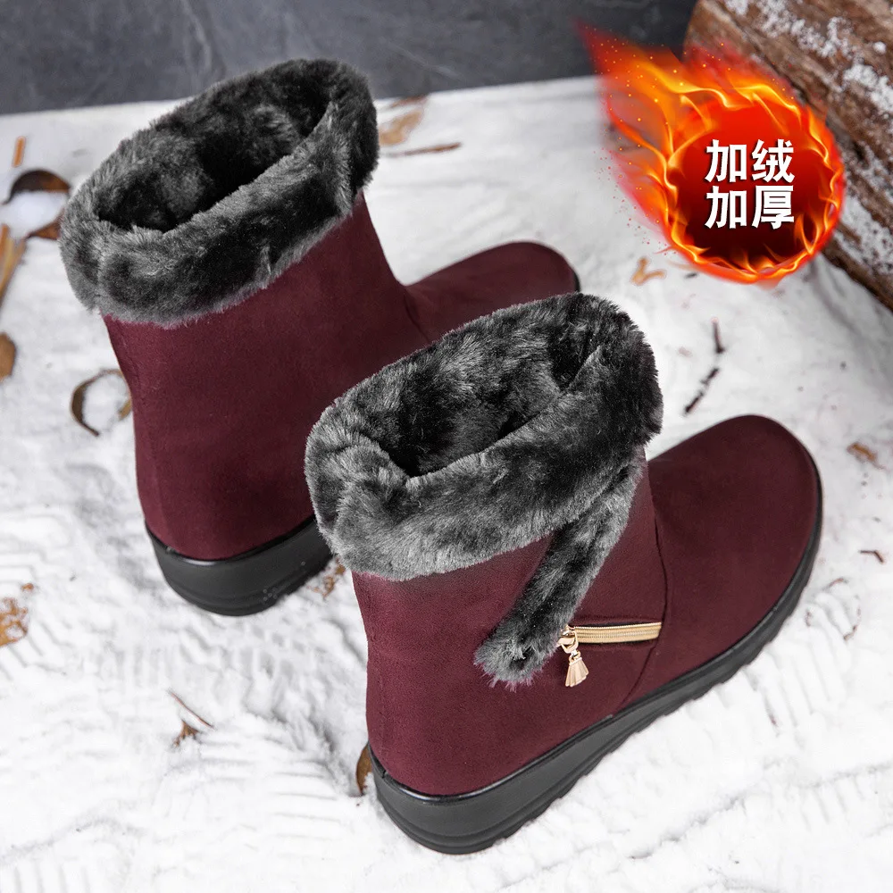 Snow Boots Women Winter 2022 New Plus Velvet Woman Shoes Warm Boots Thick Cotton Shoes Furry Black Women Boots Botas De Mujer