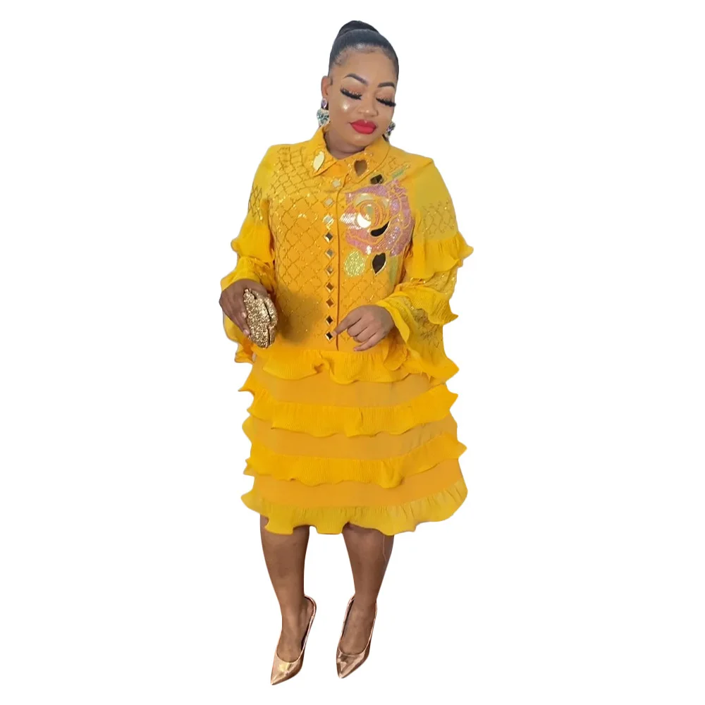 

Платья в африканском стиле для женщин, элегантное вечернее платье с длинными рукавами и жемчужинами, стрейчевое роскошное Формальное коктейльное Африканское платье