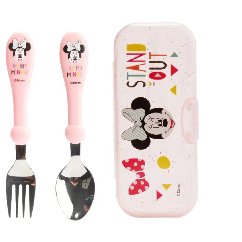 

Disney Mickey Minnie Spoon and Fork Set Children's Tableware Set Kids Chopsticks Fork Spoon Training Disney Fork Spoon Set