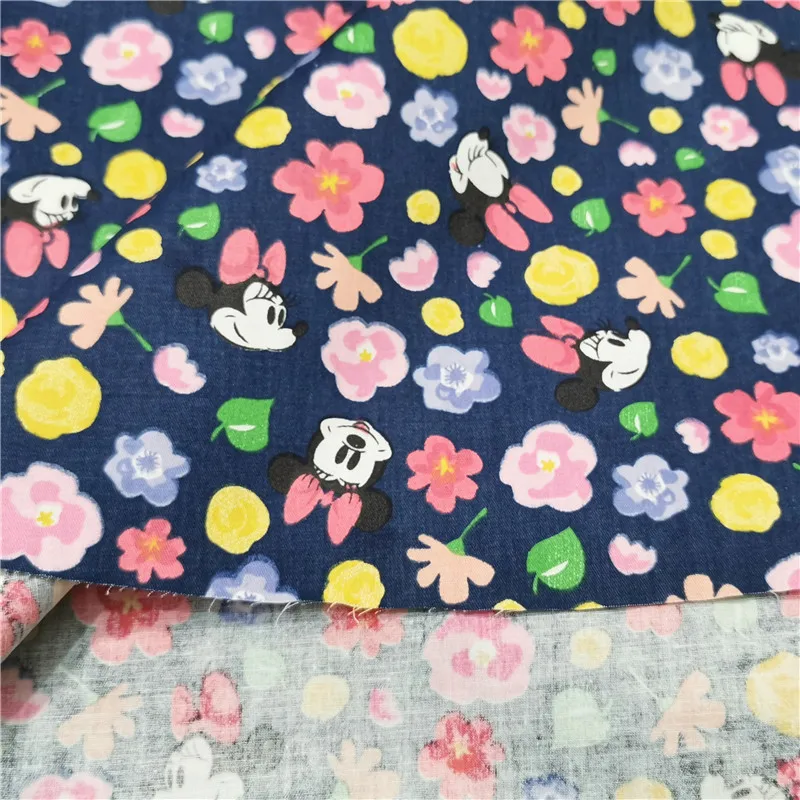 Ширина 160 см ткань из поплина и хлопка с принтом Минни мультфильма цветок Диснея