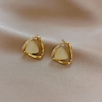 triangle opal rhinestone stud earrings womens fashion gifts korea 2022 new womens accessories stud earrings fine jewelry
