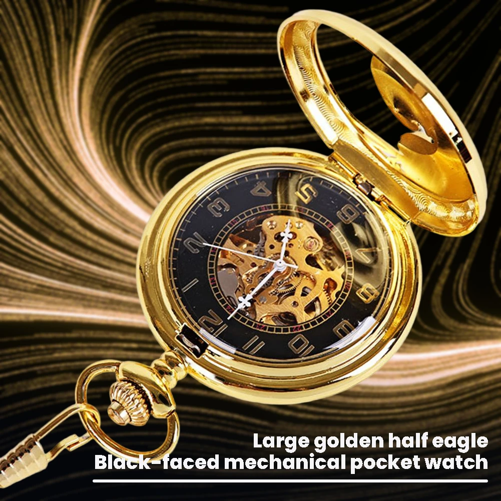 Carved-Eagle Mechanical Pocket Watches Necklace Pendant Clock Chain Festivals Birthday Gift