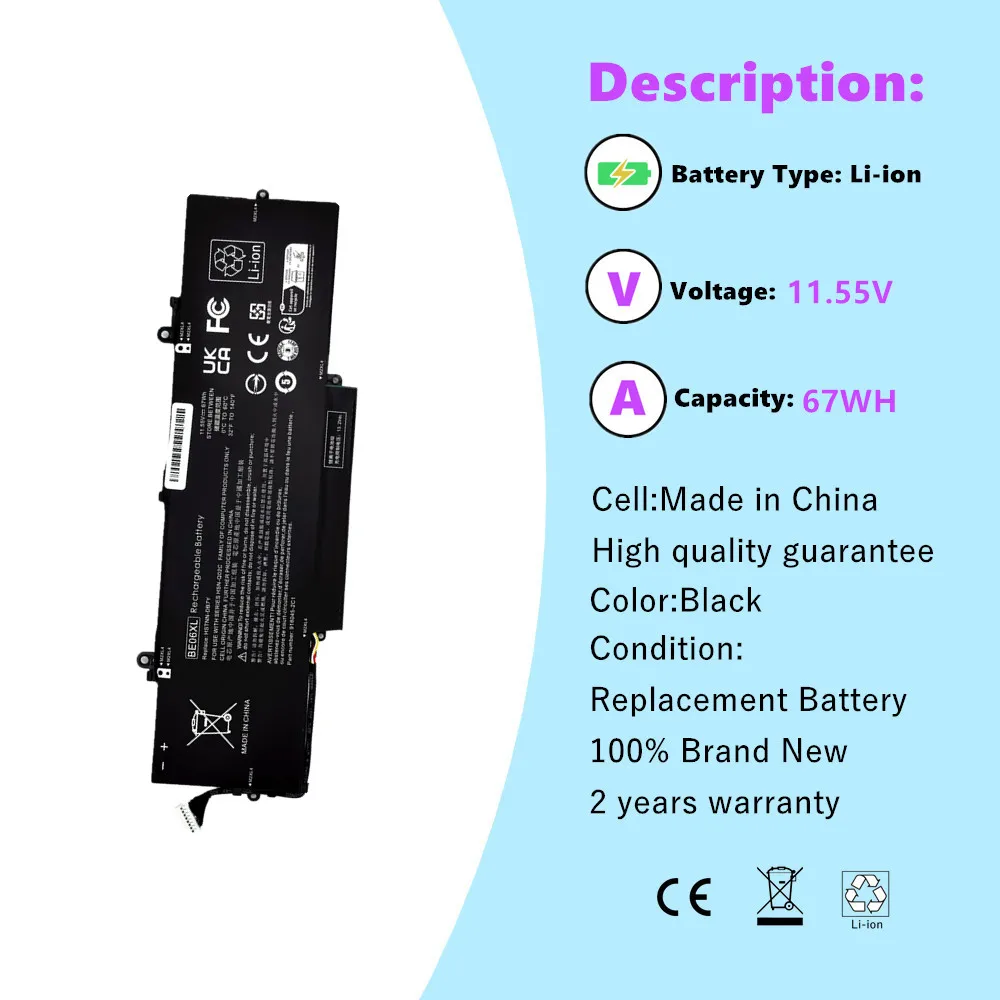 Фото BE06XL 11,55 В 67 Втч аккумулятор для ноутбука HP Elitebook 1040 G4 серии HSTNN-IB7V HSTNN-DB7Y HSN-Q02C №4