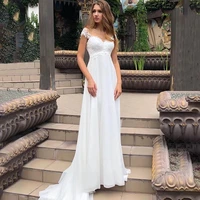 elegant a line v neck wedding dress sexy cap sleeve lace appliques bridal gown illusion tulle backless lace up chiffon train