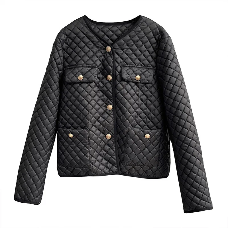 Temperament Cotton Clothing V-Neck Short Section 2022 Winter Celebrity Wind Thin Jacket Female