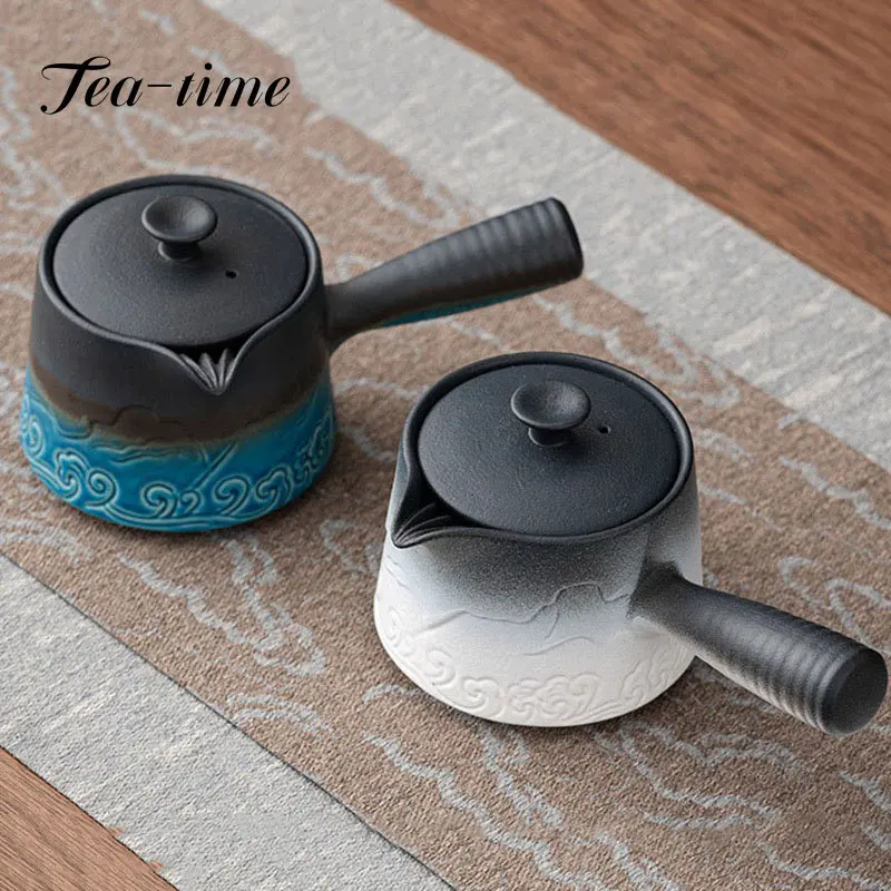 

230ml Chinese Minimalist Ceramic Side Handle Teapot Modern Tea Maker Single Pot with Filter Kung Fu Tea Anti-scalding Tea Set